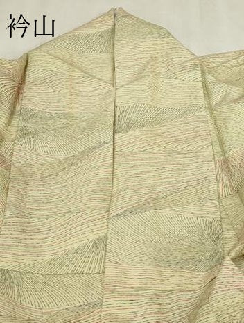 平和屋着物▽上質な小紋　単衣　お召縮緬　抽象文様　正絹　逸品　DABF8908sf