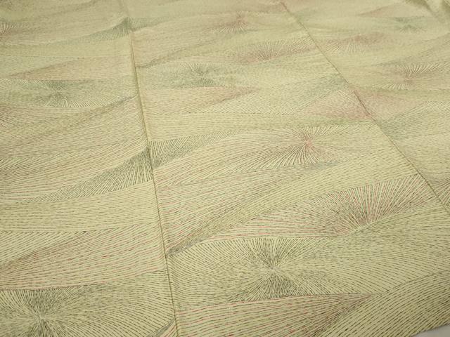 平和屋着物▽上質な小紋　単衣　お召縮緬　抽象文様　正絹　逸品　DABF8908sf