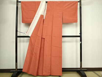 平和屋着物▽上質な紬　単衣　花織　横段文　正絹　逸品　DABF8909sf