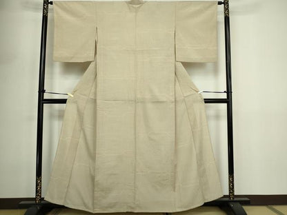 平和屋着物▽本塩沢　単衣　横段文　正絹　逸品　DABF8910sf