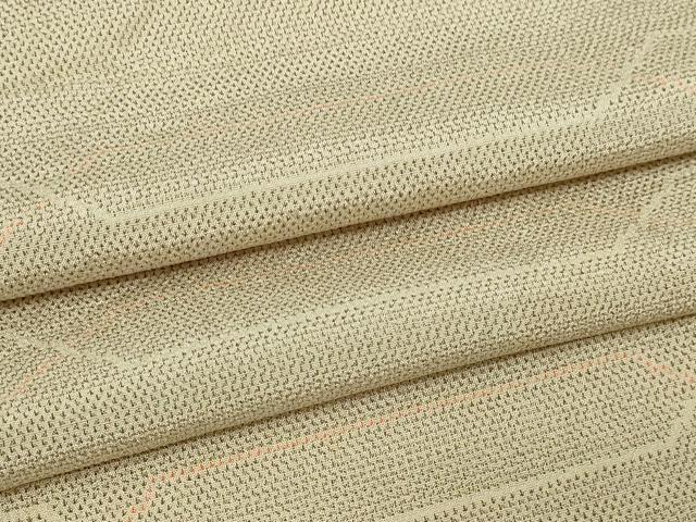 平和屋着物▽本塩沢　単衣　横段文　正絹　逸品　DABF8910sf