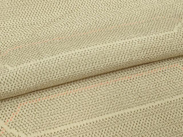 平和屋着物▽本塩沢　単衣　横段文　正絹　逸品　DABF8910sf