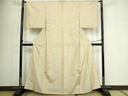 平和屋着物▽上質な紬　単衣　変わり間道　正絹　逸品　DABF8912sf