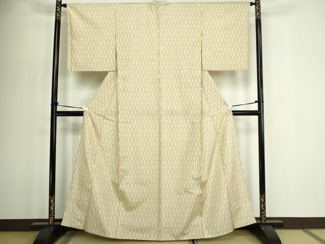 平和屋着物▽上質な紬　単衣　変わり間道　正絹　逸品　DABF8912sf