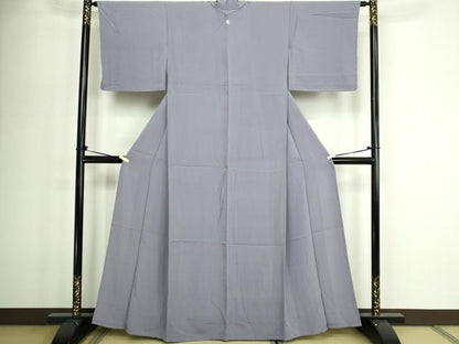 平和屋着物▽上質な色無地　単衣　桔梗鼠色　正絹　逸品　DABF8918sf