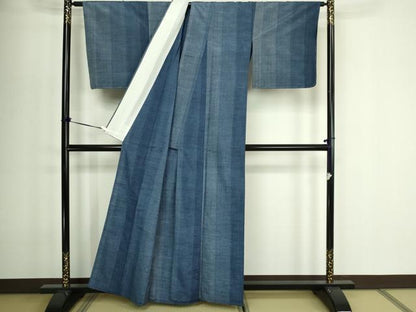 平和屋着物▽上質な紬　単衣　霞文　正絹　逸品　DABF8919sf