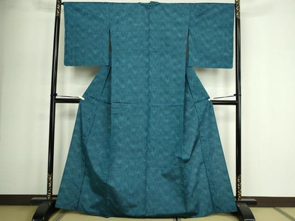 平和屋着物▽上質な紬 　単衣　 流水文　正絹　逸品　未使用　DABF8921sf
