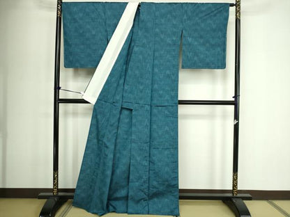 平和屋着物▽上質な紬 　単衣　 流水文　正絹　逸品　未使用　DABF8921sf