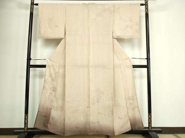 平和屋着物▽訪問着　無双　枝花文　暈し染め　紗袷　紗×絽　正絹　逸品　DABF8928sf