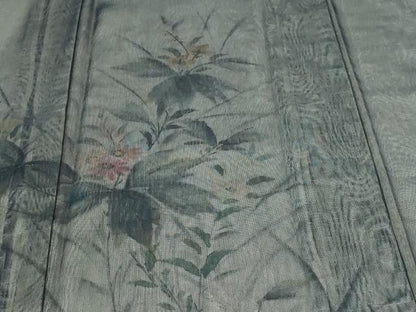 平和屋着物▽訪問着　単衣　無双　手描き　草花文　紗袷　紗×紗　正絹　逸品　DABF8933sf