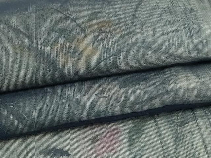 平和屋着物▽訪問着　単衣　無双　手描き　草花文　紗袷　紗×紗　正絹　逸品　DABF8933sf