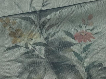 平和屋着物▽訪問着　単衣　無双　手描き　草花文　紗袷　紗×紗　正絹　逸品　DABF8933sf