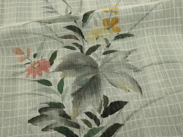 平和屋着物▽訪問着　単衣　無双　手描き　草花文　紗袷　紗×紗　正絹　逸品　DABF8933sf