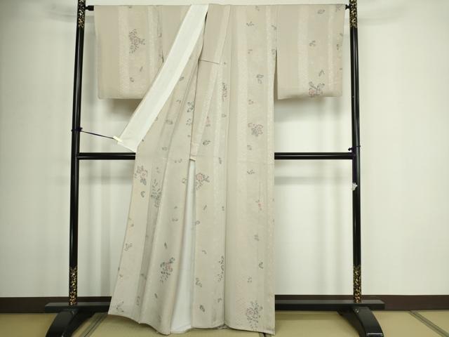 平和屋着物▽上質な小紋　単衣　地紋起こし　辻が花　正絹　逸品　DABF8937sf