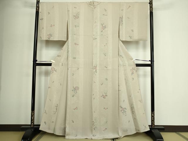 平和屋着物▽上質な小紋　単衣　地紋起こし　辻が花　正絹　逸品　DABF8937sf