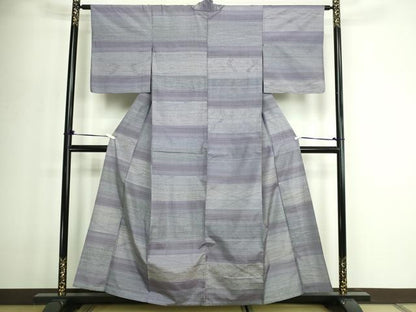 平和屋着物▽本場大島紬　単衣　横段文　正絹　逸品　DABF8938sf