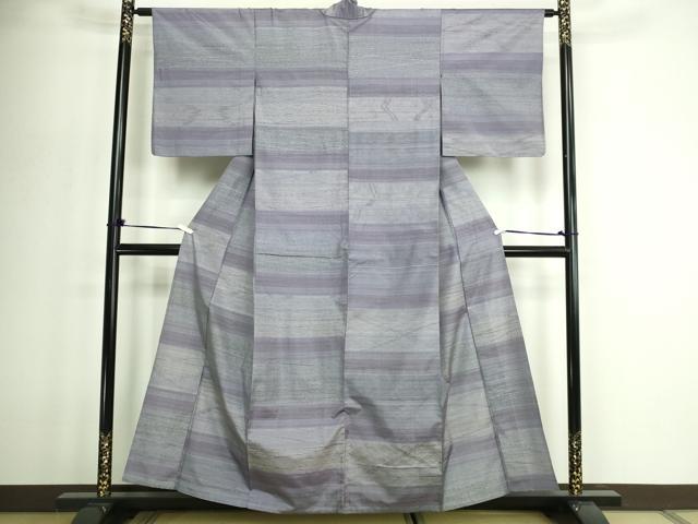 平和屋着物▽本場大島紬　単衣　横段文　正絹　逸品　DABF8938sf