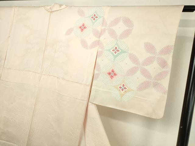 平和屋着物▽中国三大刺繍　相良刺繍　訪問着　単衣　七宝花文　正絹　逸品　DABF8941sf
