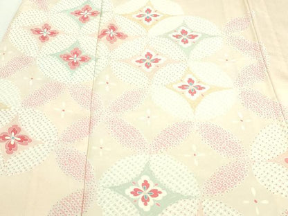 平和屋着物▽中国三大刺繍　相良刺繍　訪問着　単衣　七宝花文　正絹　逸品　DABF8941sf