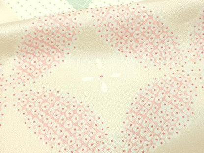 平和屋着物▽中国三大刺繍　相良刺繍　訪問着　単衣　七宝花文　正絹　逸品　DABF8941sf