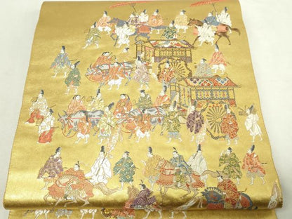 平和屋本店●西陣　長嶋成織物　ながしま帯　六通柄袋帯　京の祭礼　本金箔　瀞金錦　純度証明書・共箱付き　正絹　逸品　DABF8943sf