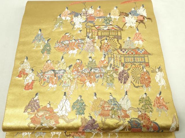 平和屋本店●西陣　長嶋成織物　ながしま帯　六通柄袋帯　京の祭礼　本金箔　瀞金錦　純度証明書・共箱付き　正絹　逸品　DABF8943sf