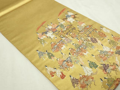 平和屋本店●西陣　長嶋成織物　ながしま帯　六通柄袋帯　京の祭礼　本金箔　瀞金錦　純度証明書・共箱付き　正絹　逸品　DABF8943sf