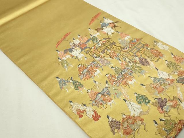 平和屋本店●西陣　長嶋成織物　ながしま帯　六通柄袋帯　京の祭礼　本金箔　瀞金錦　純度証明書・共箱付き　正絹　逸品　DABF8943sf