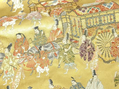 平和屋本店●西陣　長嶋成織物　ながしま帯　六通柄袋帯　京の祭礼　本金箔　瀞金錦　純度証明書・共箱付き　正絹　逸品　DABF8943sf
