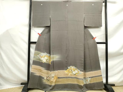 平和屋着物■豪華色留袖 駒刺繍 屏風草花文 暈し染め 金彩 正絹 逸品 DABF9001qa