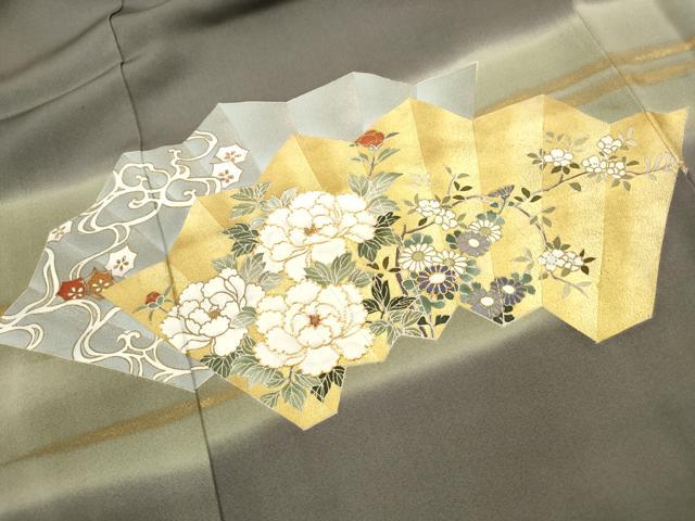 平和屋着物■豪華色留袖 駒刺繍 屏風草花文 暈し染め 金彩 正絹 逸品 DABF9001qa