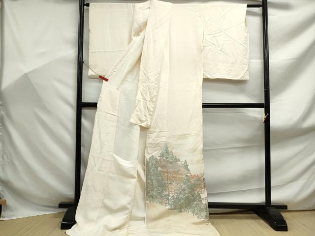 平和屋着物■訪問着　寿光織　風景樹林文　金銀糸　仮絵羽　逸品　未使用　DABF9002qa