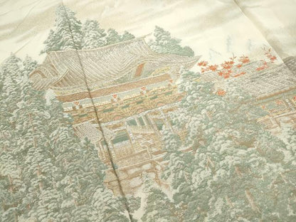 平和屋着物■訪問着　寿光織　風景樹林文　金銀糸　仮絵羽　逸品　未使用　DABF9002qa
