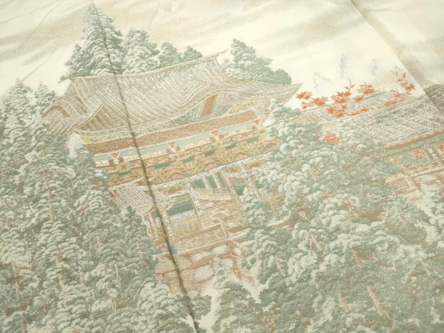 平和屋着物■訪問着　寿光織　風景樹林文　金銀糸　仮絵羽　逸品　未使用　DABF9002qa
