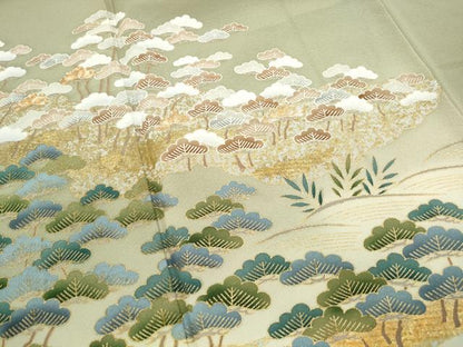 平和屋着物■豪華色留袖 駒刺繍 花松文 暈し染め 金銀彩 正絹 逸品 DABF9004qa
