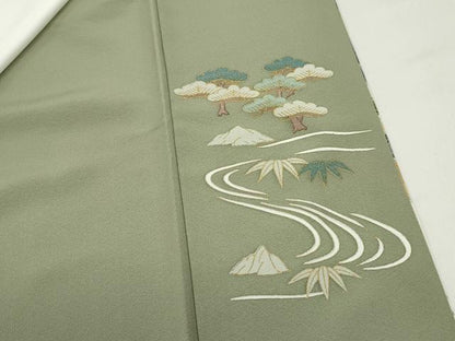 平和屋着物■豪華色留袖 駒刺繍 花松文 暈し染め 金銀彩 正絹 逸品 DABF9004qa