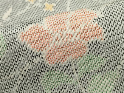 平和屋着物■上質な紬 雪花絣 草花文 反端付き 正絹 逸品 DABF9007qa