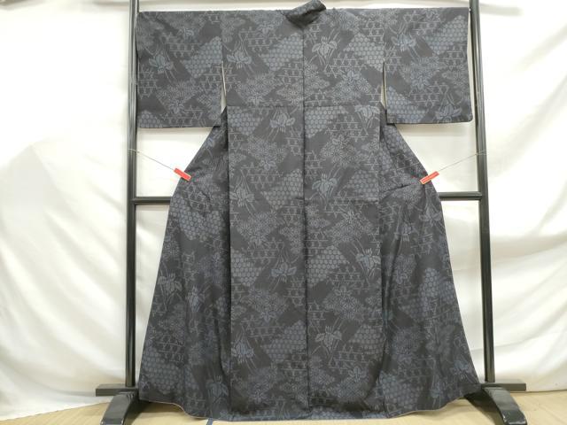 平和屋着物■上質な紬 亀甲花文 正絹 逸品 DABF9009qa