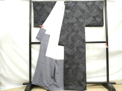平和屋着物■上質な紬 亀甲花文 正絹 逸品 DABF9009qa