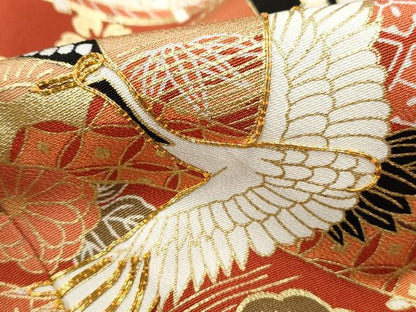 平和屋着物■豪華黒留袖　駒刺繍　宝尽くし飛鶴花文　金彩　正絹　逸品　DABF9015qa