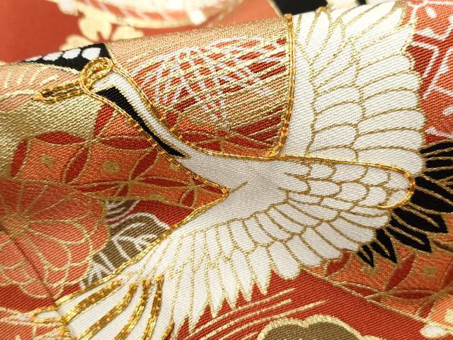 平和屋着物■豪華黒留袖　駒刺繍　宝尽くし飛鶴花文　金彩　正絹　逸品　DABF9015qa