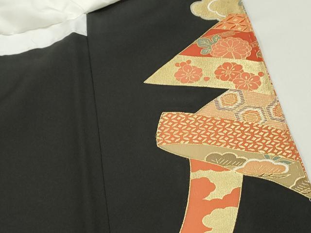 平和屋着物■豪華黒留袖　駒刺繍　宝尽くし飛鶴花文　金彩　正絹　逸品　DABF9015qa