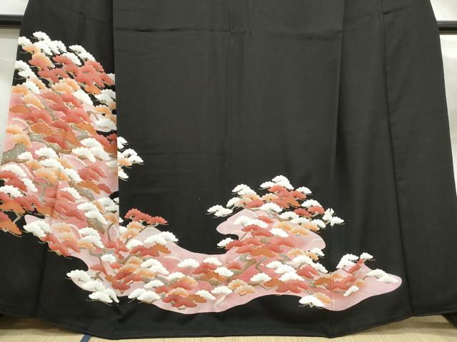 平和屋着物■豪華黒留袖 駒刺繍 浜松文 金彩 正絹 逸品 DABF9016qa
