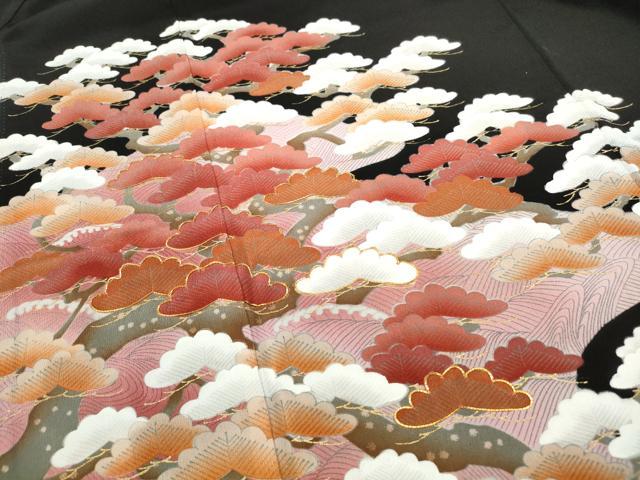 平和屋着物■豪華黒留袖 駒刺繍 浜松文 金彩 正絹 逸品 DABF9016qa