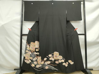 平和屋着物■豪華黒留袖 貝桶人物花文 金彩 正絹 逸品 DABF9017qa
