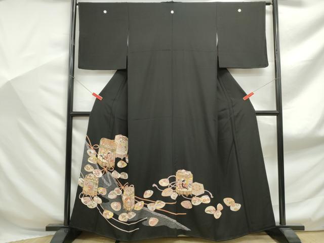 平和屋着物■豪華黒留袖 貝桶人物花文 金彩 正絹 逸品 DABF9017qa