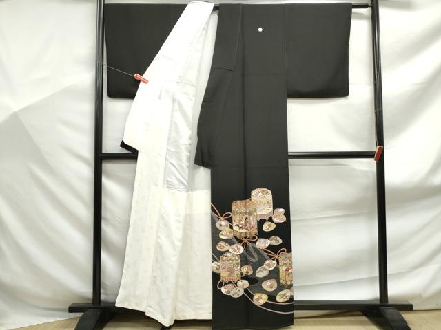 平和屋着物■豪華黒留袖 貝桶人物花文 金彩 正絹 逸品 DABF9017qa