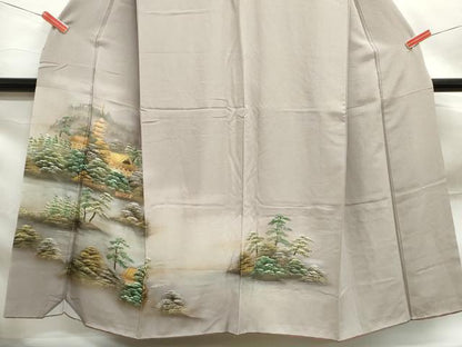 平和屋着物■訪問着 風景樹林文 暈し染め 金銀彩 正絹 逸品 DABF9023qa