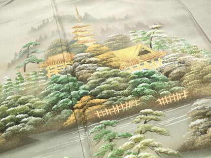 平和屋着物■訪問着 風景樹林文 暈し染め 金銀彩 正絹 逸品 DABF9023qa