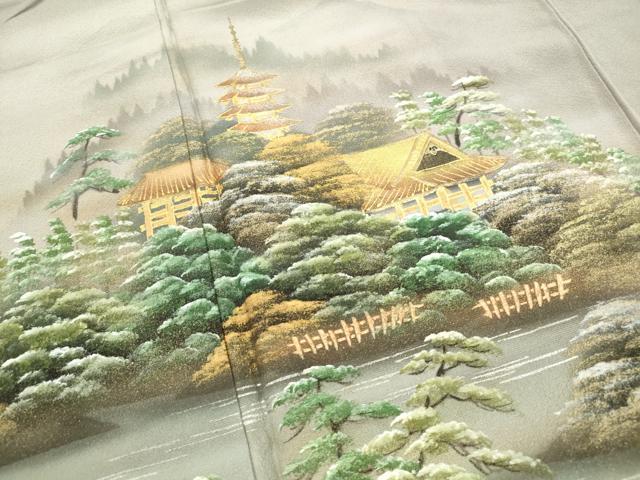 平和屋着物■訪問着 風景樹林文 暈し染め 金銀彩 正絹 逸品 DABF9023qa
